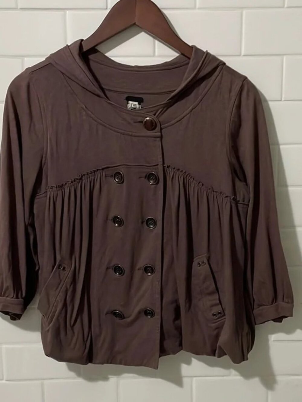Free People plum color double-breasted lightweight jacket